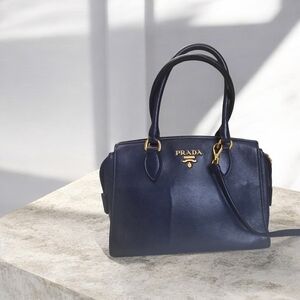 Authentic Prada Navy  Leather 2 Ways Bag.